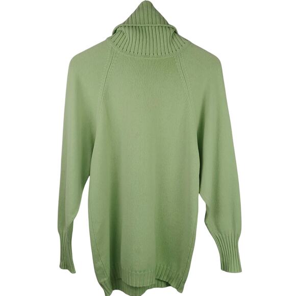 Cashmere Cashmere Scotland SZ M 100% Cashmere Turtle Neck Sweater Celery Green - Picture 3 of 5